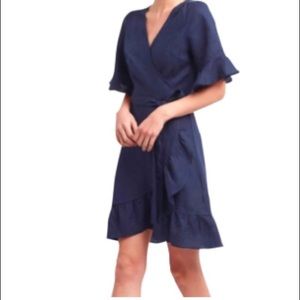 NWT Linnen Ruffle Wrap Dress XS